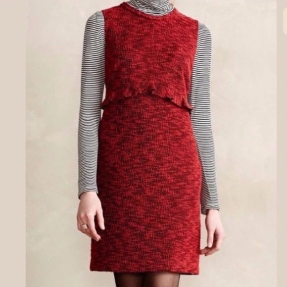 Anthropologie Karen Walker Red Tweed Shift Dress - Picture 3 of 5
